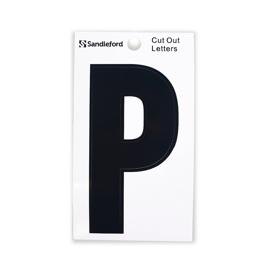 Sandleford 85mm Black Self Adhesive Cut Out House Letter P - Weather Resistant