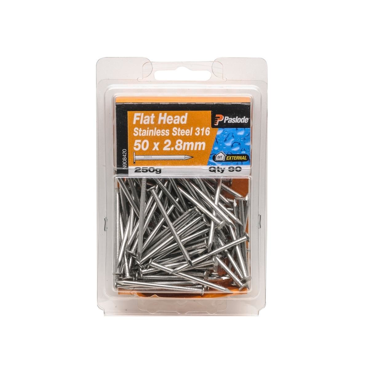 Paslode Flat Head Nails 50mm 316 Stainless Steel 90 Pack - SuperSaverAU - view 1