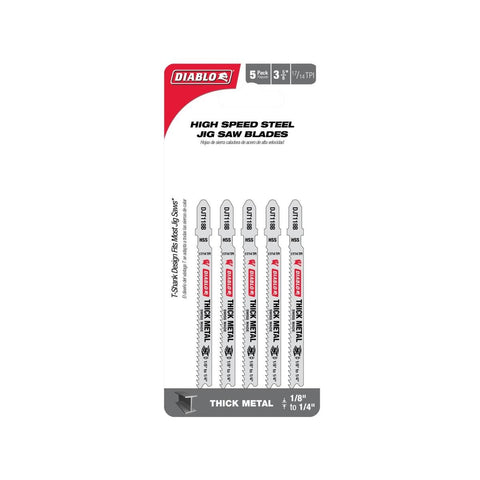 Diablo Jig Saw Blade - High Speed Steel - 92mm - 5 Pack - For 3-7mm Metal - SuperSaverAU - view 1