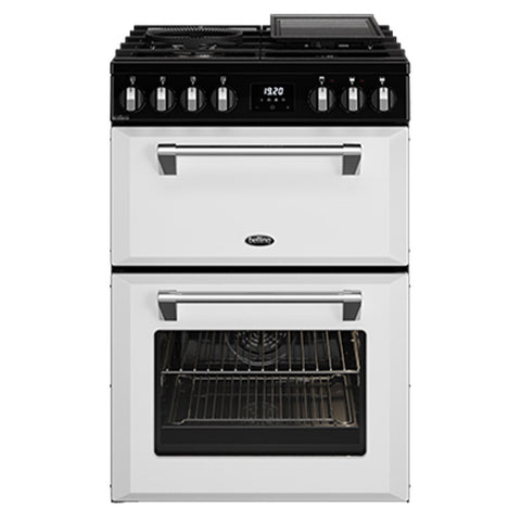 Belling 60cm Mini Richmond Dual Fuel Freestanding Oven - Double Oven, Wok Burner, White - BMR60DODFW