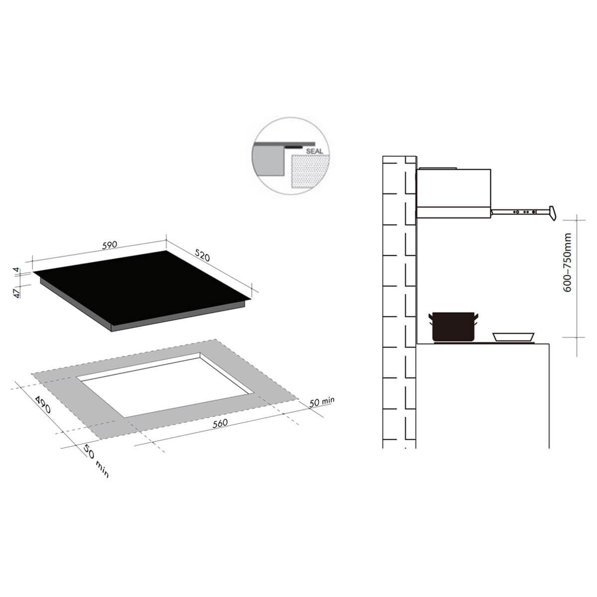 Artusi 60cm Ceramic Electric Cooktop - Black Glass, 4 Zones, Touch Controls, Timer - CACC601