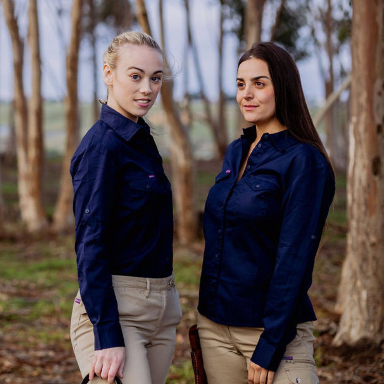 Green Hip Long Sleeve Women's Work Shirt Navy Blue Size 6