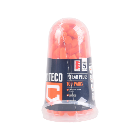 Citeco Class 5 Ear Plugs 100 Pack Dispenser - Noise Reduction 26.1dB - PU Foam - SuperSaverAU - view 1