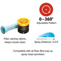 Rain Bird 4ft Adjustable Pattern Spray Nozzle - Yellow Pop-Up Nozzle