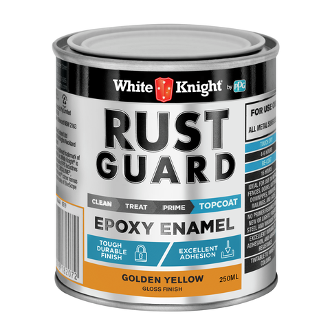 White Knight Rust Guard 250ml Golden Yellow Gloss Epoxy Enamel Metal Paint