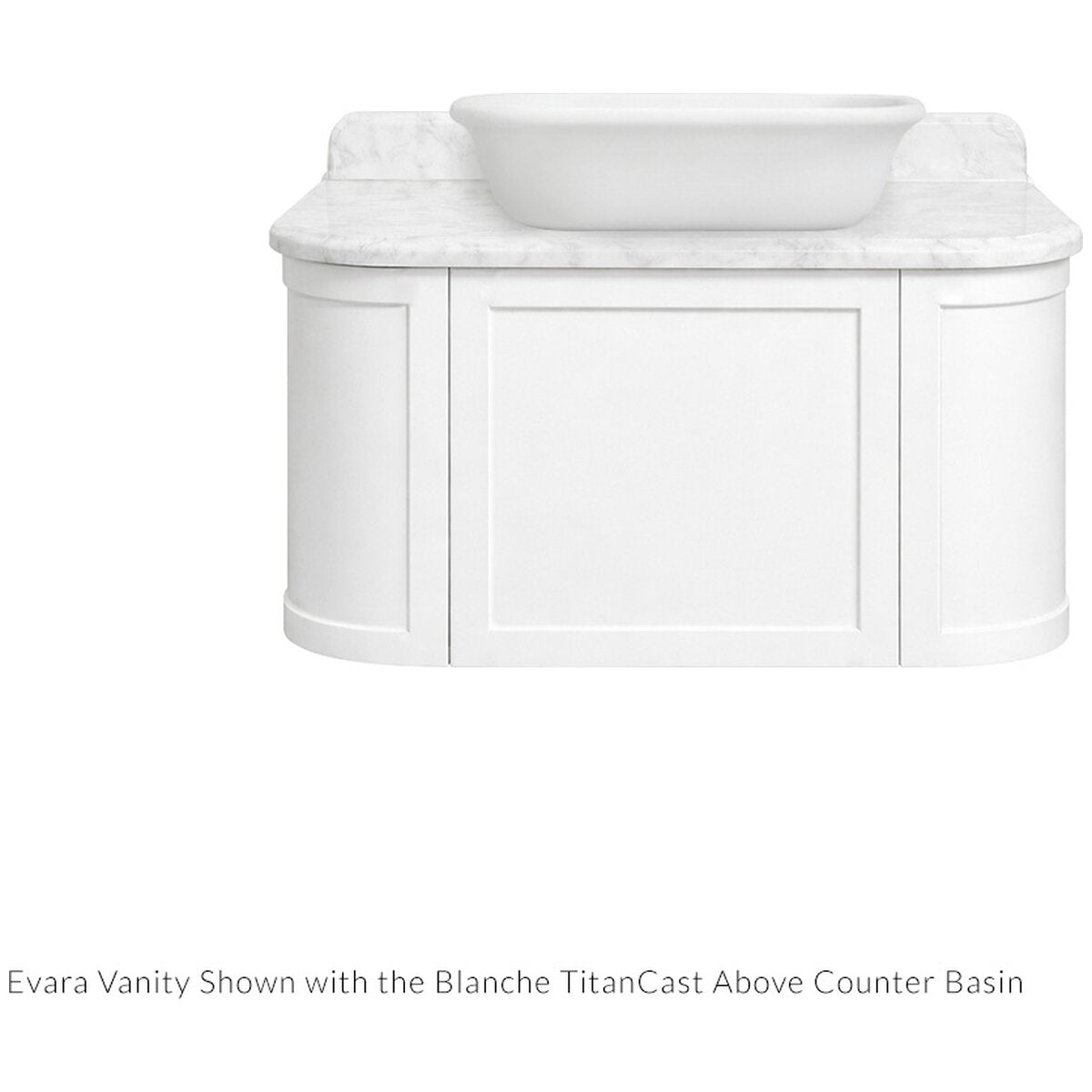 Turner Hastings Evara Wall Hung Vanity - Marble Top, White, No Taphole, Above Counter - EV953-WH-NTH