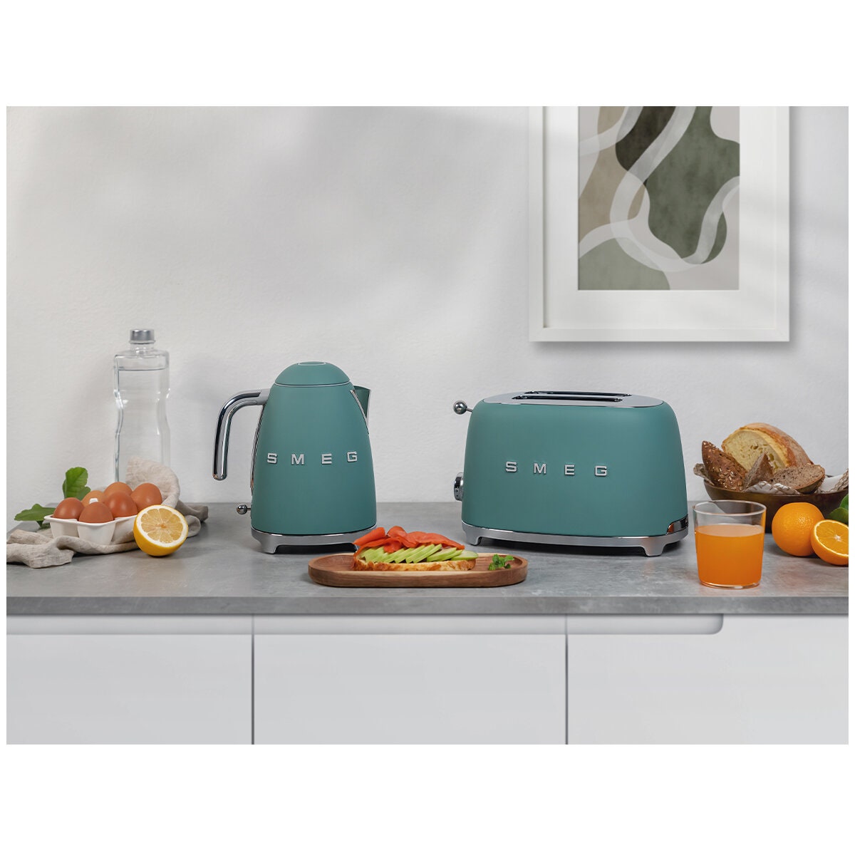 Smeg 50s Retro Style Kettle and 2 Slice Toaster Pack - Emerald Green - KLF03EGMAUTSF01EGMAU