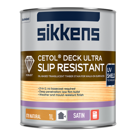 Sikkens Natural Cetol Deck Ultra Slip Resistant 1L - 110mm x 135mm - Satin Finish - SuperSaverAU - view 1
