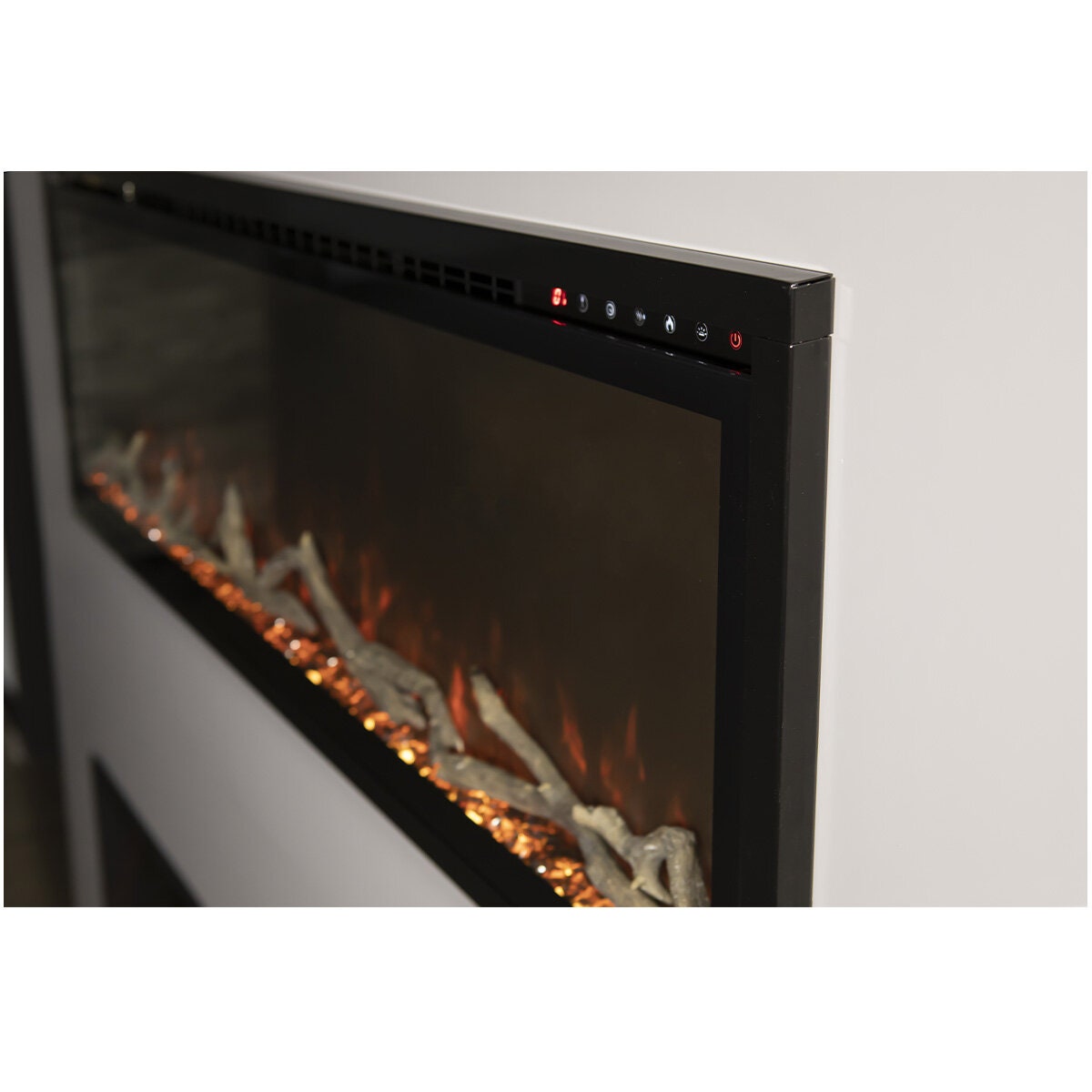 Modern Flames Spectrum 50 Inch Slimline Electric Fireplace - Black, Hybrid-FX Flames, Log Set - SPS-50BAUS
