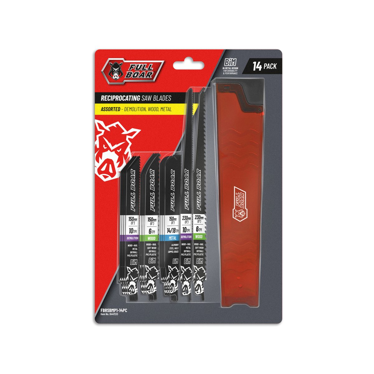 Full Boar 14 Piece Reciprocating Saw Blade Set - Bi-Metal - 300mm x 280mm x 205mm