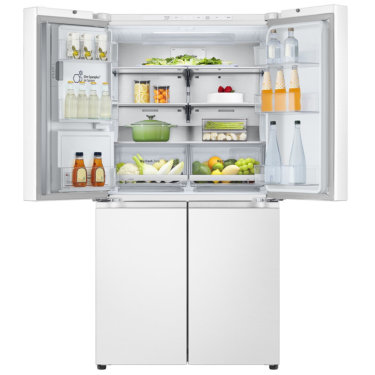 LG 637L French Door Fridge - Ice and Water, Matte White, Two Big Fresh Zone Crispers - GF-L700MWH