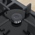 Bosch 60cm Series 4 Black Tempered Glass Gas Cooktop - Four Burners, Wok Burner, Sword Knobs - PNH6B6B91A