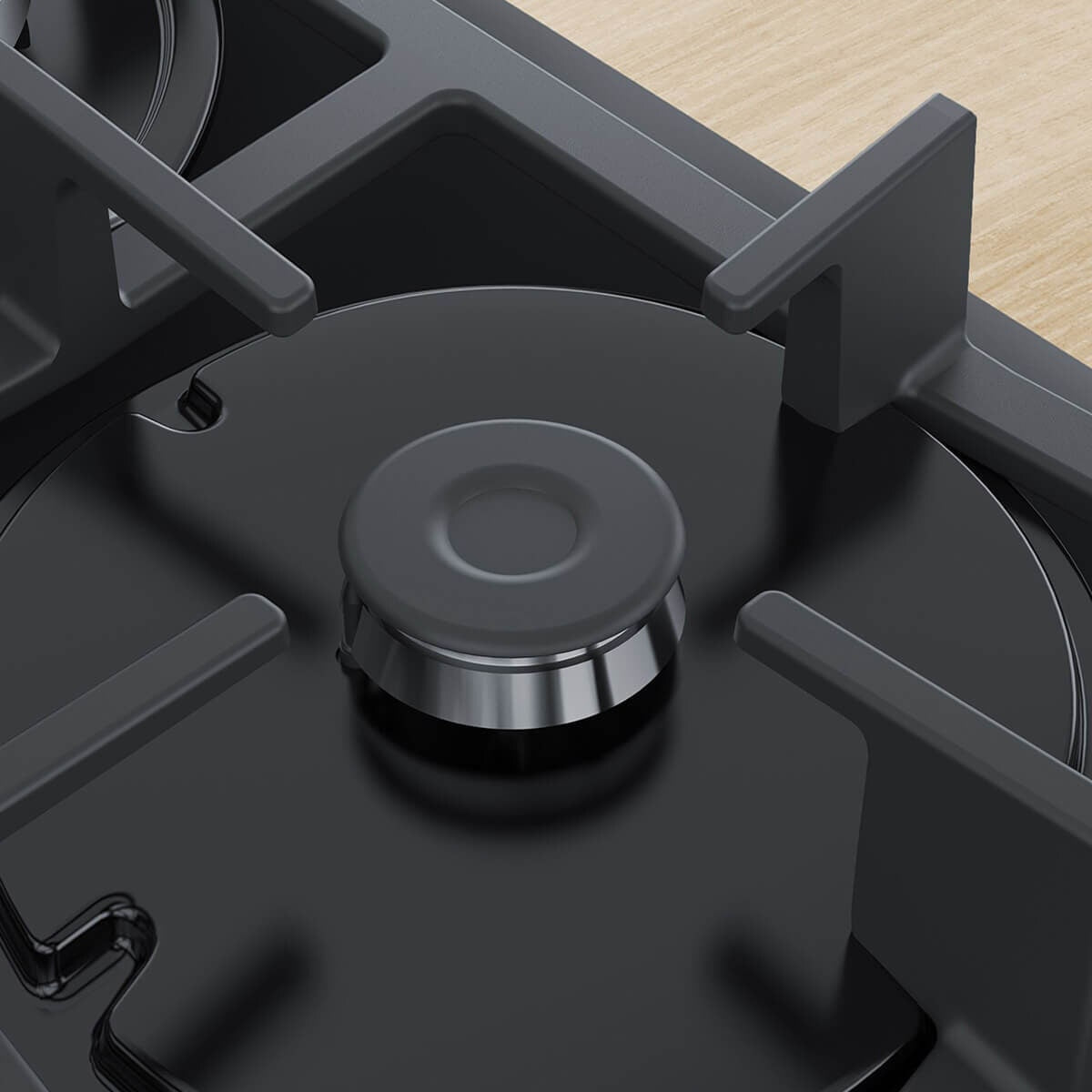 Bosch 60cm Series 4 Black Tempered Glass Gas Cooktop - Four Burners, Wok Burner, Sword Knobs - PNH6B6B91A
