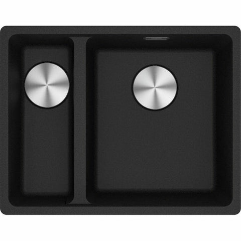 Franke Maris 1 and 1/2 bowl left topmount sink with extension drainer - Onyx granite - MRG660-SBLONFPC