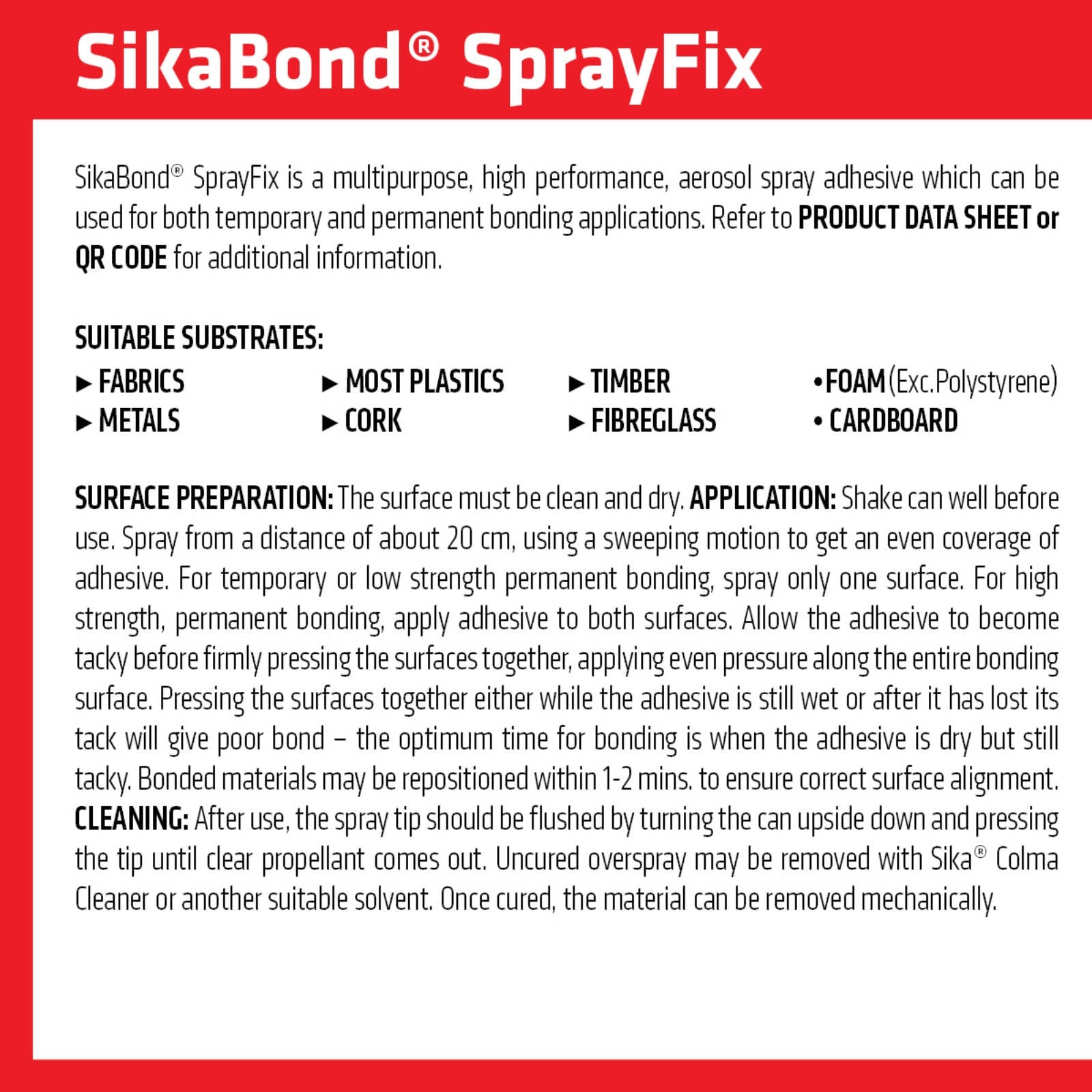Sika Sikabond Sprayfix 350g Contact Adhesive Aerosol