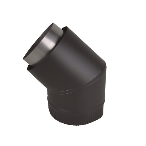 Scandia 45 Rear Facing Bend Flue Kit - 6” Stainless Steel - Sleek Black - SuperSaverAU - view 1