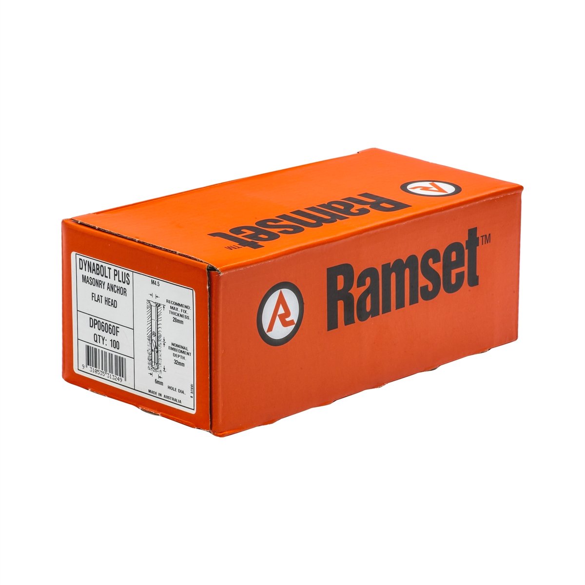 Ramset DynaBolt Plus Masonry Anchor - 6mm x 60mm - Carbon Steel - 100 Pack - Countersunk - SuperSaverAU - view 2