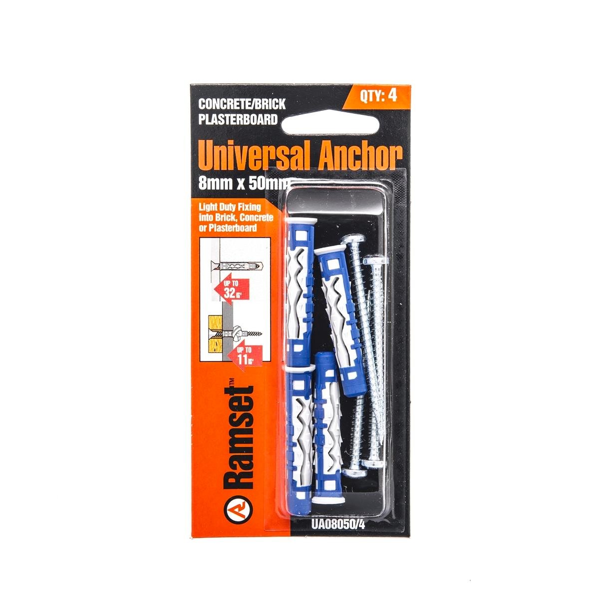 Ramset Universal Anchor 8mm x 50mm 4 Pack Strong Holding Power - SuperSaverAU - view 1