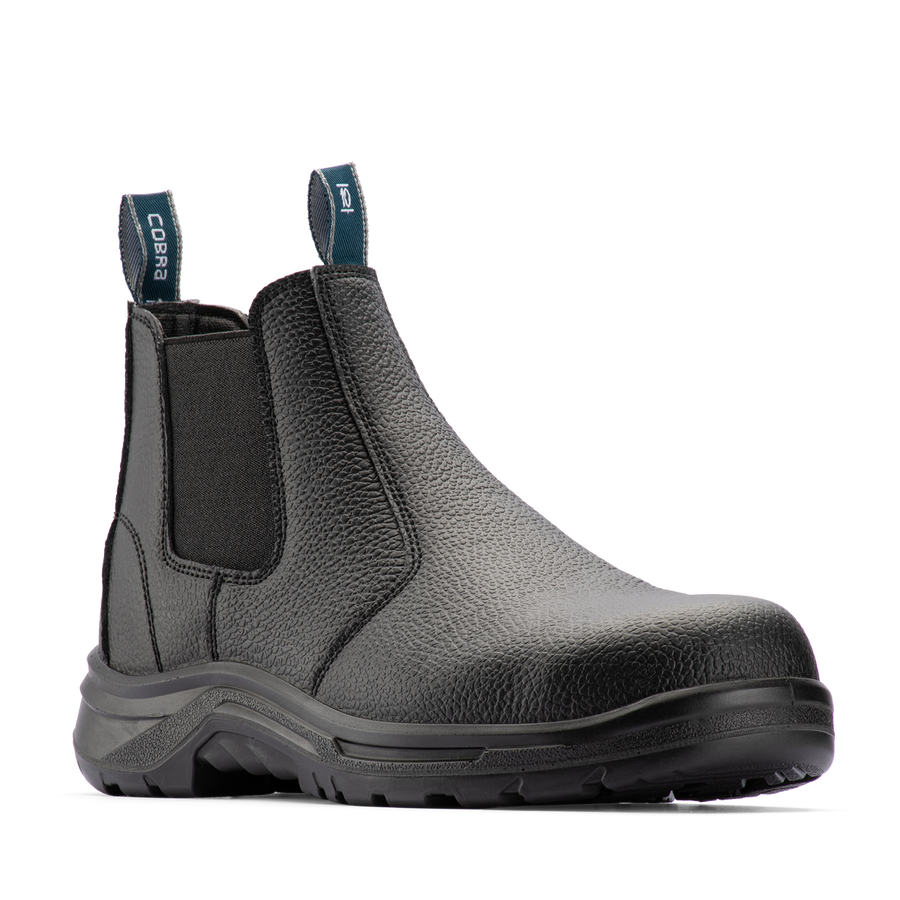 Bata Men’s Black Cobra Pull On Safety Boot UK Size 10 - Steel Toe - Slip Resistant - SuperSaverAU - view 1