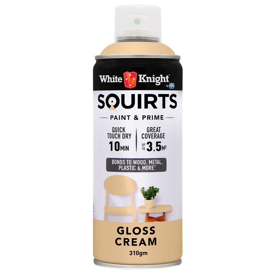 White Knight Squirts Cream Gloss Spray Paint 310g Quick-Dry Durable - SuperSaverAU - view 1