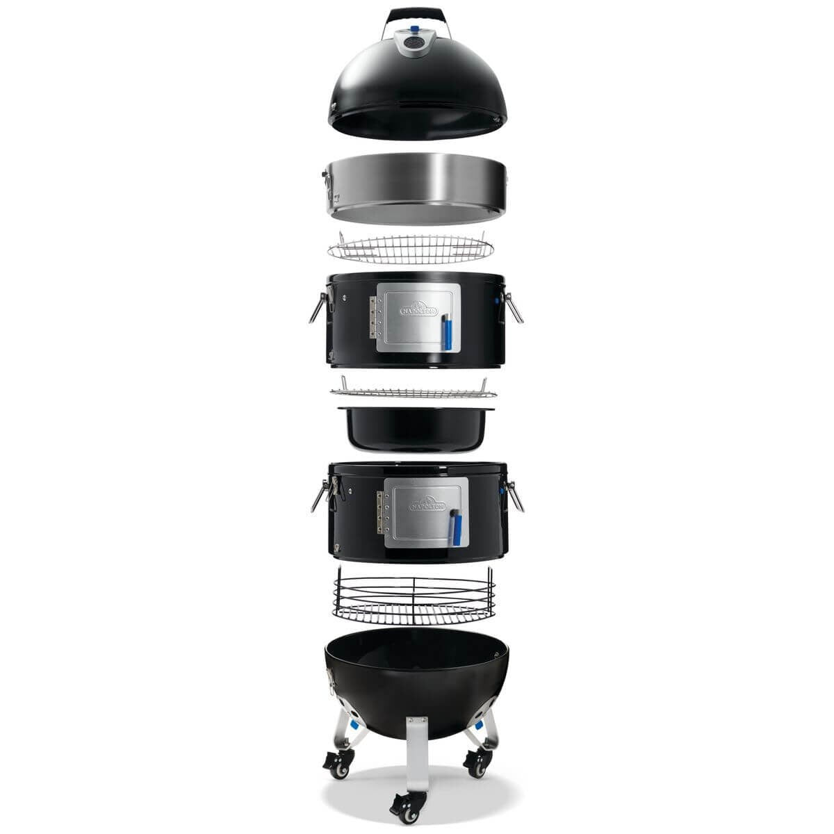 Napoleon Apollo 22 Charcoal Smoker - Modular Smoker and Grill, Water Pan, Black - AS22K