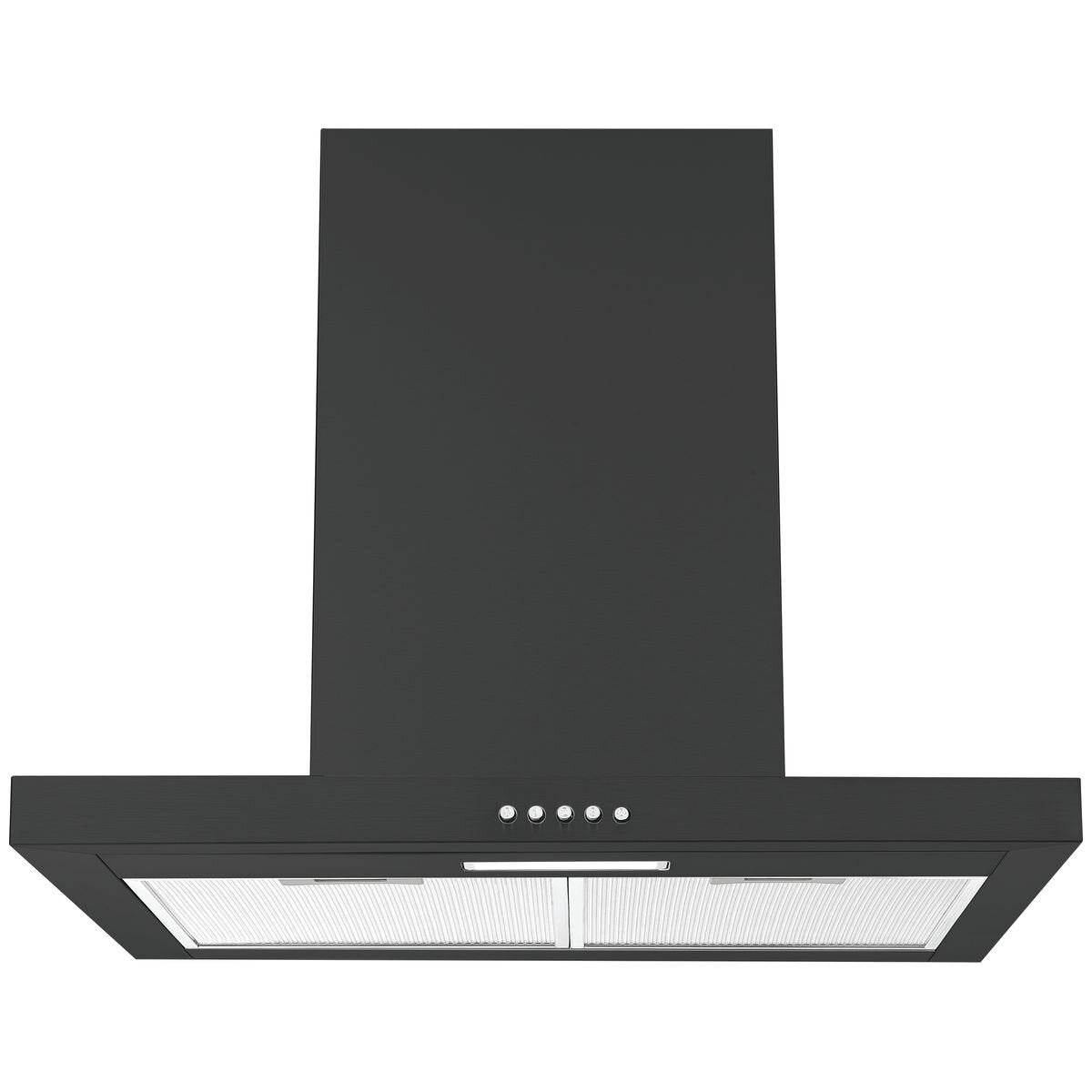Haier 60cm black canopy rangehood - 700m³/h extraction, 3 fan speeds, dishwasher-safe mesh filters - HC60BLB1