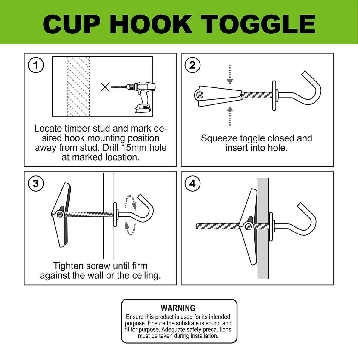 Everhang Cup Hooks - 25mm - Steel - Easy to Install - SuperSaverAU - view 5