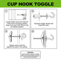 Everhang 25mm Zinc Plated Steel Toggle Cup Hook - 2 Pack