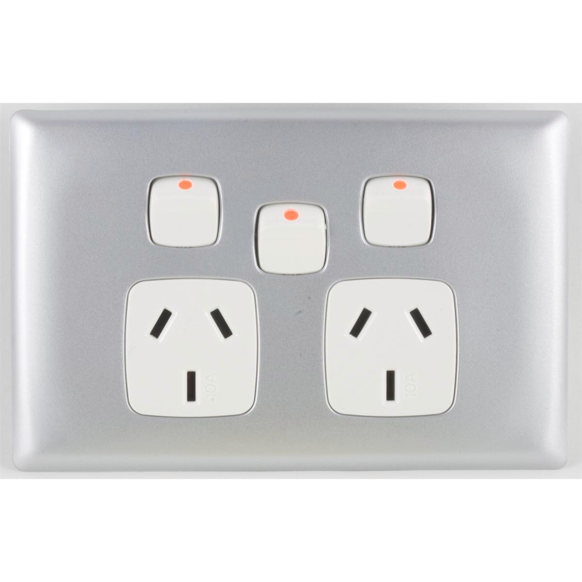 HPM Linea Double Powerpoint - 82mm x 127mm - Plastic - Low Profile - SuperSaverAU - view 1