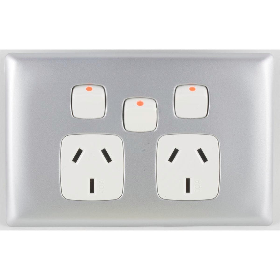 HPM Linea Double Powerpoint - 82mm x 127mm - Plastic - Low Profile - SuperSaverAU - view 1