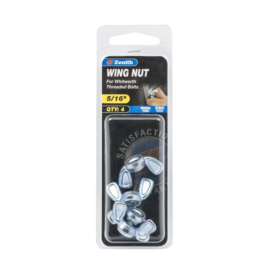 Zenith 5/16" Zinc Plated Wing Nuts – 4 Pack - SuperSaverAU - view 1