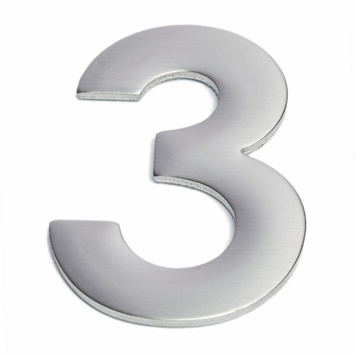Sandleford Stainless Steel Self Adhesive House Number 3 - 75mm - Brushed - SuperSaverAU - view 1