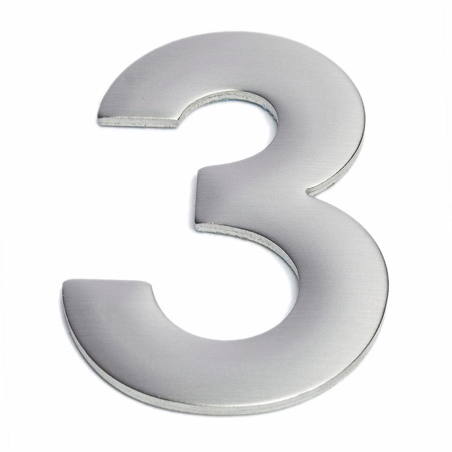 Sandleford Stainless Steel Self Adhesive House Number 3 - 75mm - Brushed - SuperSaverAU - view 1