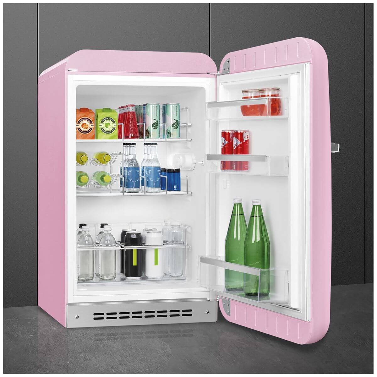 Smeg 50s Retro Style Happy 135L bar fridge - right hinge, pink, 6 star energy rating - FAB10HRPK6