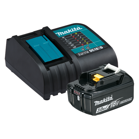 Makita 18V Single Port Charger with 3.0Ah Battery 198399-6, 60-Minute Charge Kit
