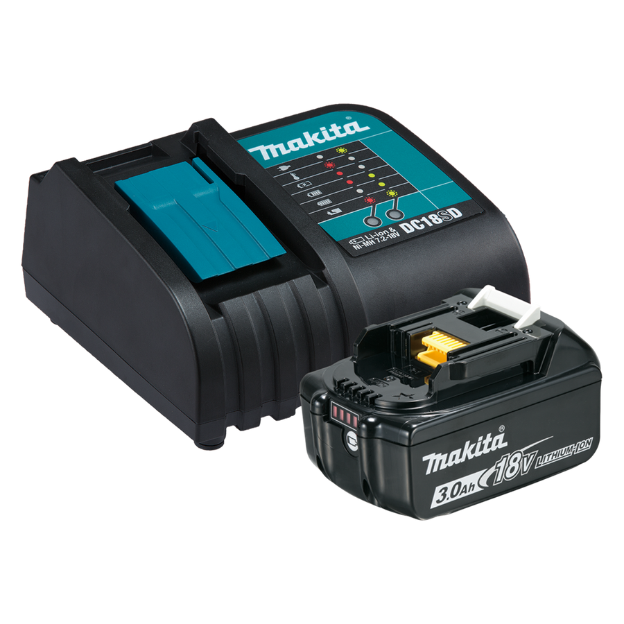 Makita 18V Single Port Charger with 3.0Ah Battery 198399-6, 60-Minute Charge Kit