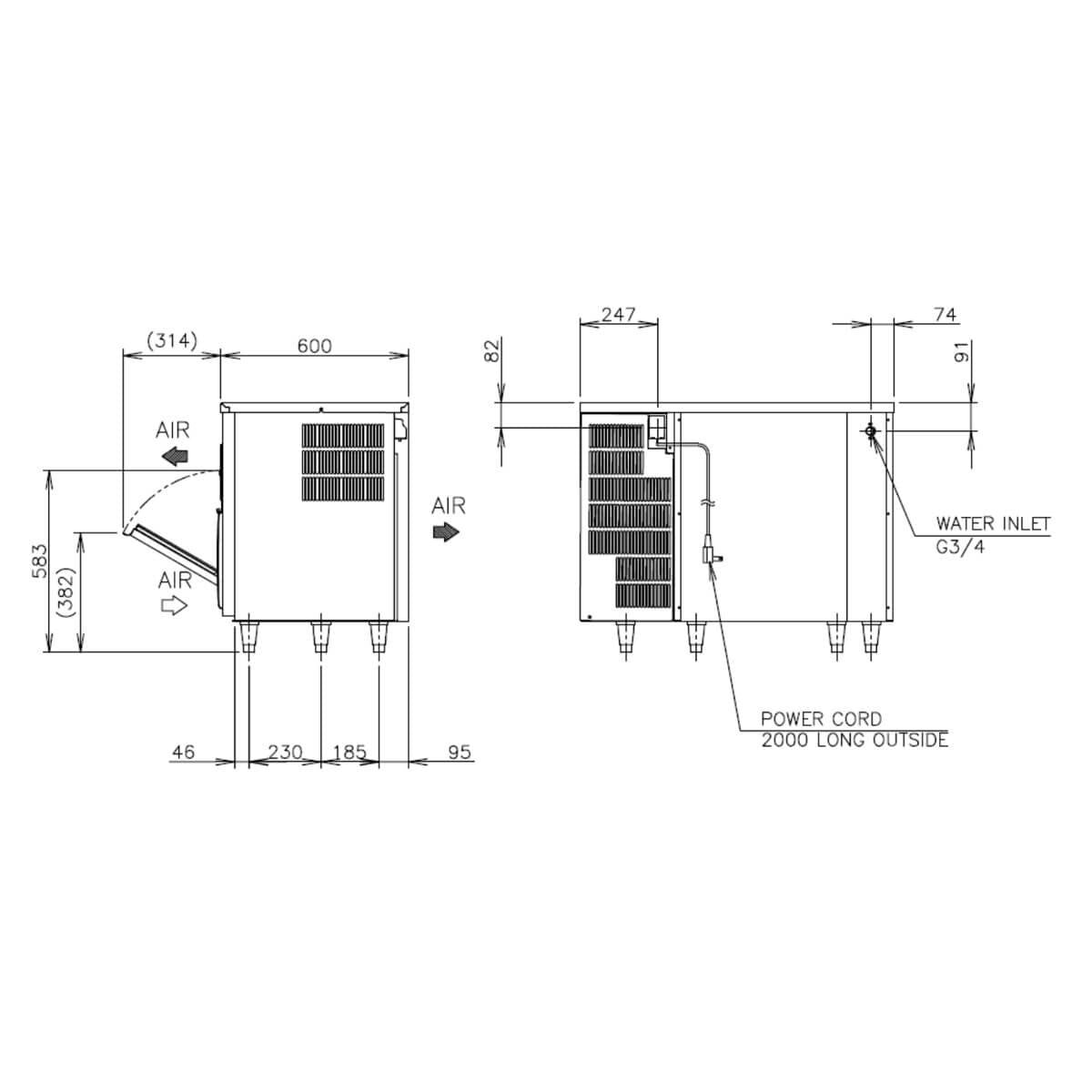 Hoshizaki Self Contained Cube Ice Maker - Up to 102kg Per Day - Stainless Steel Build - IM-130CPE-28