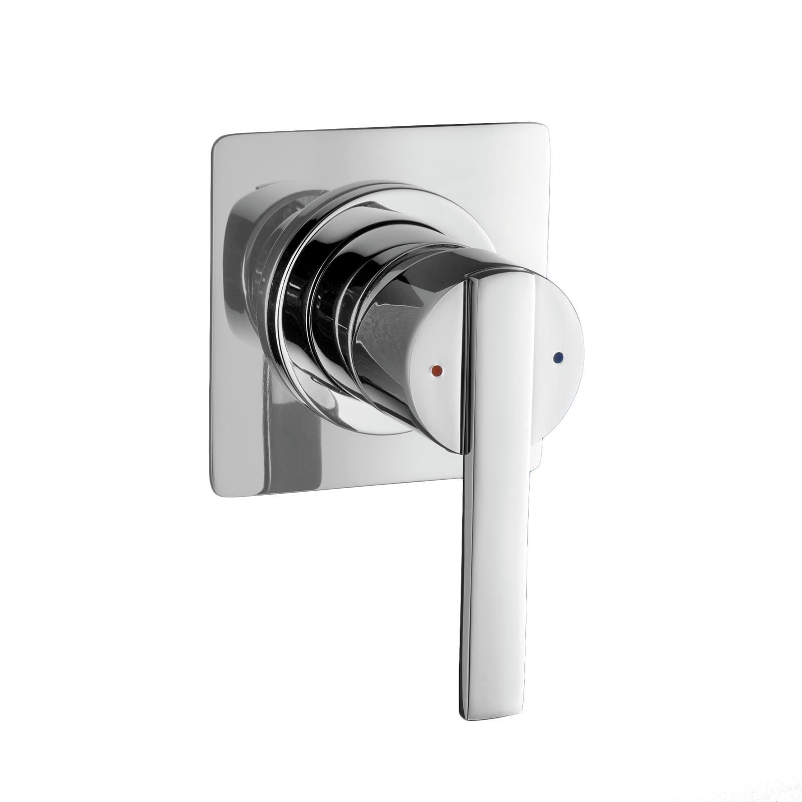 Stylus Yukon Bath / Shower Mixer - 35mm Chrome Brass, Ceramic Disc, Wall Mount, Square Plate