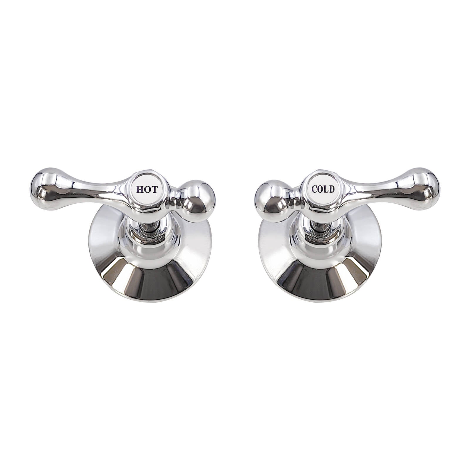 Shaw & Mason Chrome 1/4 Turn Lever Wall Top Assembly Pair Brass