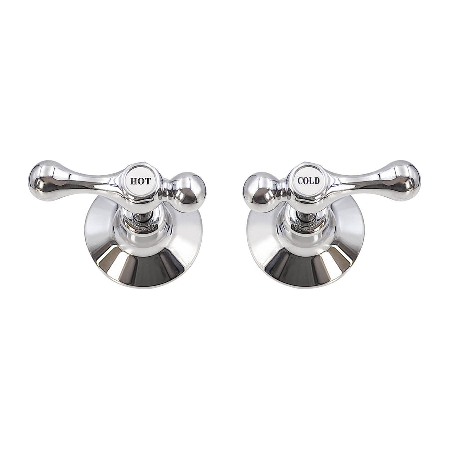Shaw & Mason Chrome 1/4 Turn Lever Wall Top Assembly Pair Brass