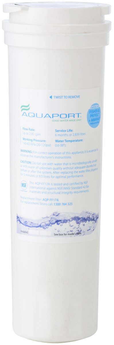 Aquaport Fridge Water Filter - Fits Fisher & Paykel 836848 Series, Lasts 6 Months or 2839L - AQP-FF17A