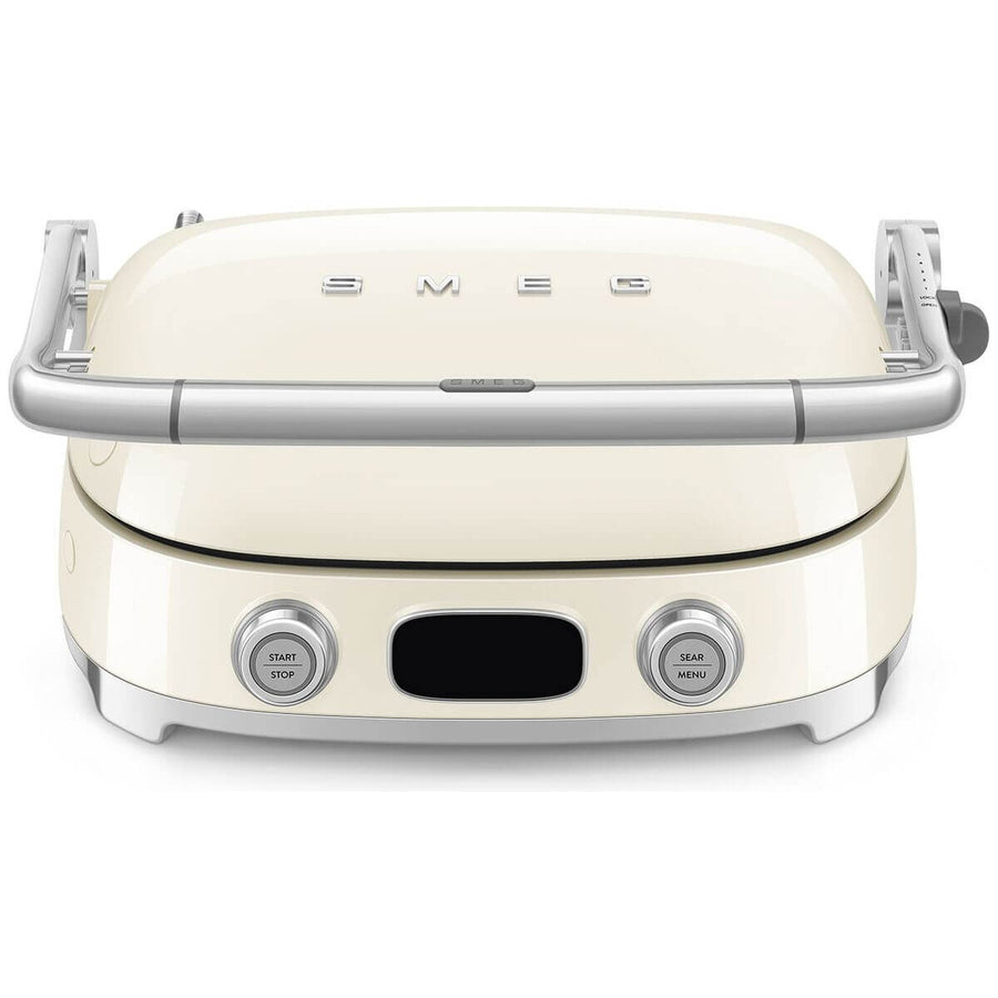 Smeg 50s Style Countertop Multifunctional Grill - Cream, 2000W, Ceramic Plates, Drip Tray - MGF01CRAU