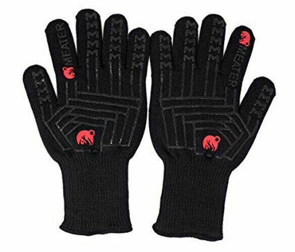 Meater heat resistant BBQ gloves - aramid fibre, non-slip silicone texture, black - MT-GV01