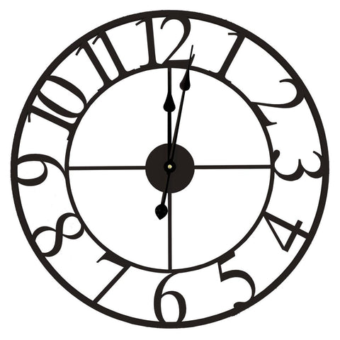 Tempus Metal Wall Clock - Classic Black - 60cm - Indoor/Outdoor Use - SuperSaverAU - view 1