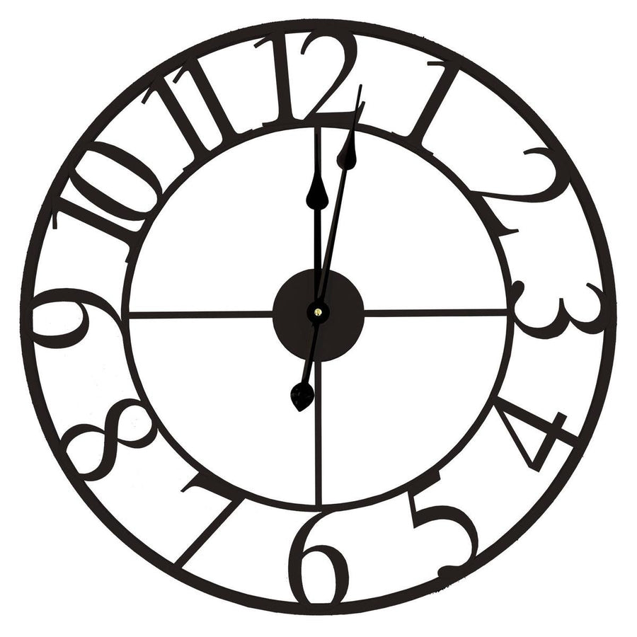 Tempus Metal Wall Clock - Classic Black - 60cm - Indoor/Outdoor Use - SuperSaverAU - view 1