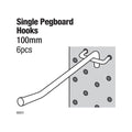 Everhang 100mm Pegboard Hooks 6 Pack - Silver - Zinc - SuperSaverAU - view 2