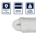 Grunt 16mm x 20m Super Silver Rope, White Polypropylene, Weather Resistant, 3000kg Break Strength