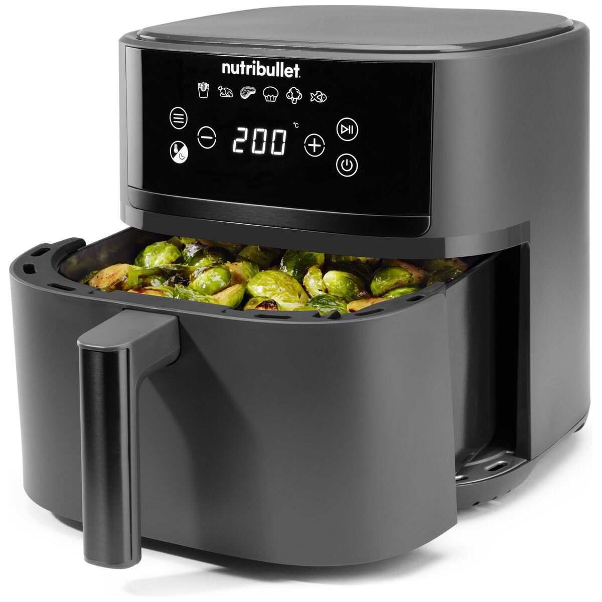 NutriBullet CrispLite Vision 6L Air Fryer - Touchscreen, Reversible Plate, Ceramic Coating - NBA07300