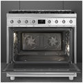 Smeg 90cm Dual Fuel Pyrolytic Freestanding Oven - Six Burner Gas Cooktop, Stainless Steel - CSP9GMXA2