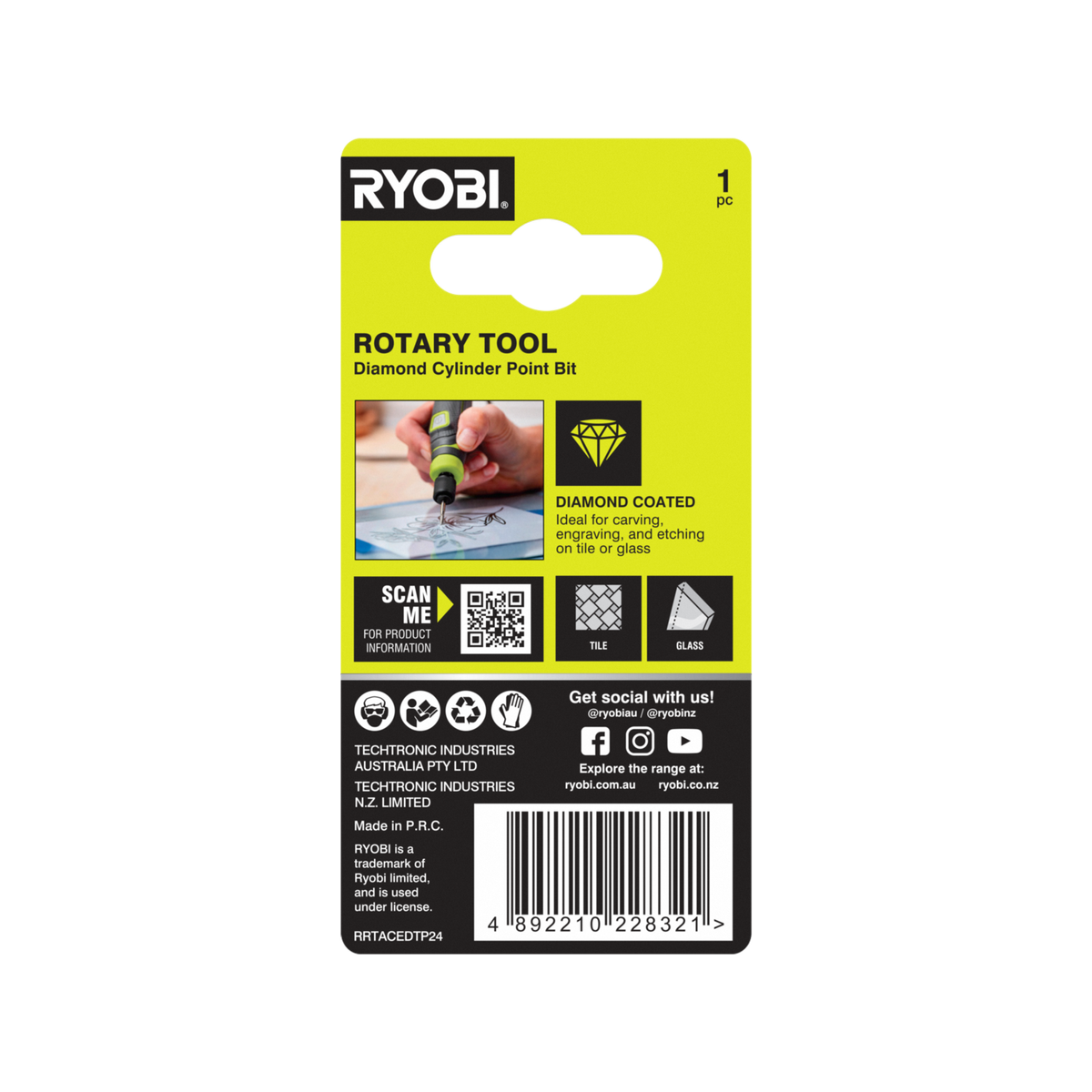 Ryobi 2.8mm Rotary Spear Engraving Burr - Diamond Coated - Precision Etching - SuperSaverAU - view 2